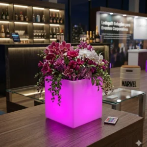 cachepot led rgb — iluminação que valoriza sua decoração floral