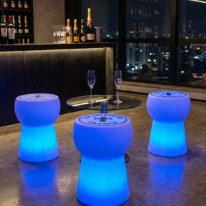 puff rolha led rgb — assento que é decoração e iluminação ao mesmo tempo