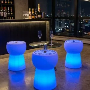 puff rolha led rgb — assento que é decoração e iluminação ao mesmo tempo